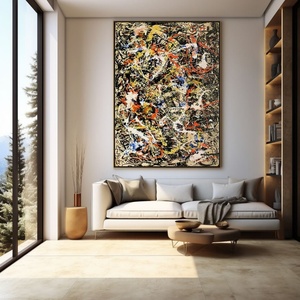 Peinture à l'huile abstraite encadrée, peinte à la main sur toile, pour la décoration minimaliste d'entrée et de couloir - Product Image 1