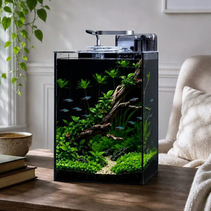 OEM ODM Klein Glazen <span class=keywords><strong>Aquarium</strong></span> voor op het Bureau met Geïntegreerd 3-Traps Filtersysteem en Anti-Sprong Deksel CE FCC Gecertificeerd - Product Image 1