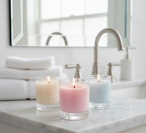 Bougie en verre pastel à mèche unique, parfumée sur mesure, en cire de soja artisanale de qualité supérieure, décoration intérieure, aménagement minimaliste de bureau, Noël - Product Image 2