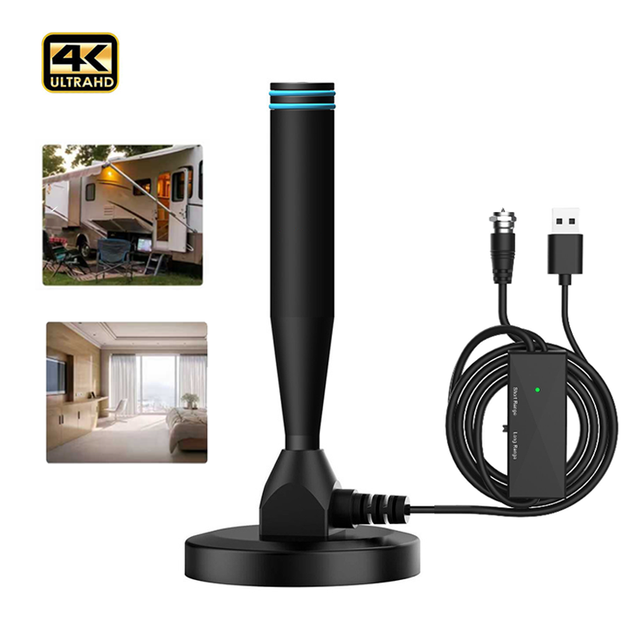 Indoor/Outdoor HDTV Antenna with Amplifier Portable TV Antenna Support 4K1080P ASTC3.0 TV Antenna for Local Free Channels