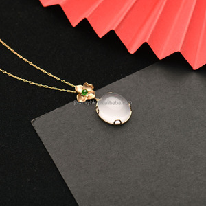 Qingyabailu Feicui - Colgante de Jadeíta Natural de Alta Gama con Trébol de Cuatro Hojas, Cristal de Hielo, Amuleto de Jade Genuino para Aniversario - Product Image 3