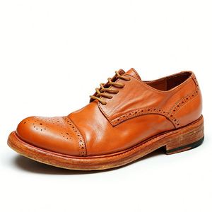 Zapatos Oxford de Cuero Genuino para Hombre, con Aumento de Altura, Formales, con Cordones y Diseño Tallado, Antideslizantes, para Bodas de Verano - Product Image 2