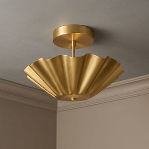 Modern Brass <b>Ceiling</b> <b>Light</b> Irregular Shape Gold Finish Semi Flush Mount Indoor Home Decor Living Room Fixture - Product Image 1