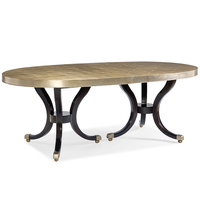 Ensemble de table à manger moderne haut de gamme en bois massif réglable en hauteur, avec 6 chaises ovales plaquées à la main, pour la maison, l'appartement ou l'hôtel
