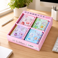 DEPAI A7-205-70 Carnet à spirale à ouverture latérale, motif dessin animé chat mignon et dessert, 80 feuilles, 80 g/m², ligné, mini bloc-notes de poche pour enfants