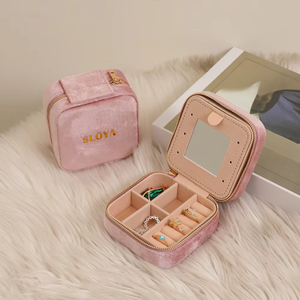 กล่องเครื่องประดับแฟชั่นสำหรับจัดงานแต่งงานกำมะหยี่จัดเก็บของสำหรับใส่ต่างหูแหวนสร้อยคอแบบสั่งทำโลโก้ได้ตามต้องการ - Product Image 4