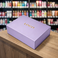 Caja de Embalaje Magnética de Papel Rosa y Morado de Lujo con Logotipo Personalizado, Caja de Regalo Rígida de Cartón para Productos de Cuidado de la Piel con Lámina Dorada