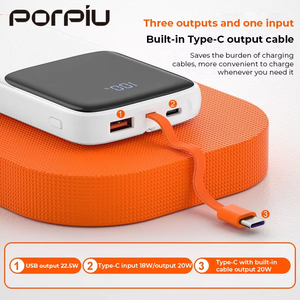 Xách tay 10000mAh <span class=keywords><strong>Mini</strong></span> ngân hàng điện công suất cao 22.5 Wát siêu nhanh sạc LED hiển thị biểu tượng tùy chỉnh ngân hàng điện - Product Image 3