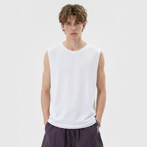 Camiseta sin mangas 100% algodón, transpirable, suave, con cuello redondo, deportiva, informal, para hombre, camiseta sin mangas de verano para hombre - Product Image 1