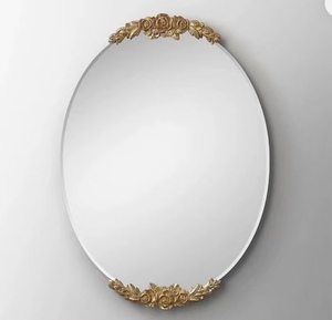 Espejo de tocador de estilo francés de 90X70CM, espejo de maquillaje ovalado, decoración de entrada tallada de estilo europeo, espejo Popular de lujo ligero - Product Image 1