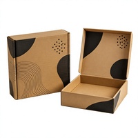 Boîte cadeau pliable en carton kraft, boîte d'emballage à couvercle rabattable géométrique
