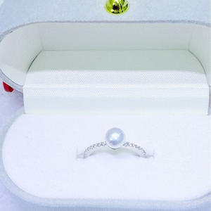 Bague en argent pur avec perle d'eau douce ronde de 6-7 mm, faite à la main à Zhuji, exquise, sans défaut, aurora, pour femmes - Product Image 3