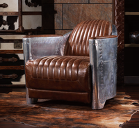 Luxe antique classique rétro Faux cuir chaise longue en cuir canapé à cigares en cuir pour salon réception fauteuil à l'ancienne