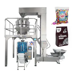 Fácil de configurar, bolsa de sellado trasero automático, cabezales múltiples, pesaje, llenado, leche, dulces, frutas mixtas, tornillo, arroz, nueces, máquina de embalaje