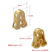 Perles Initiales en Argent/Or CZ de 26 Lettres pour la Fabrication de Bijoux