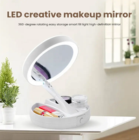 Miroir de Maquillage Portable de Bureau à Écran Tactile, Grossissement 10X, Lumière LED Rechargeable, Double Loupe, Personnalisé, Rond, pour Maison et Salle de Bain