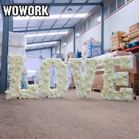 Lettres en mousse personnalisées WOWORK 2026 pour la décoration de mariage en extérieur, décoration de lettres en fleurs 3D pour fond de scène