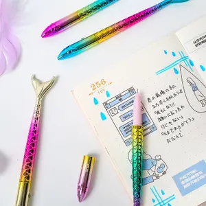 Креативная Милая ручка с УФ-покрытием, ослепляющая цветная гелевая ручка с рыбьим хвостом, Мультяшные школьные канцелярские принадлежности