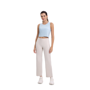 Pantalones de Yoga para Mujer, Nuevo Modelo, Casuales, de Cintura Alta, Corte Recto, en Spandex/Nylon, con Bolsillos Holgados - Product Image 1