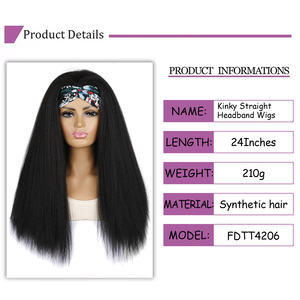 Bán buôn dài Yaki thẳng nổi bật Headband Tóc Giả kinky xoăn tổng hợp tóc Headband tóc giả cho phụ nữ da đen - Product Image 2