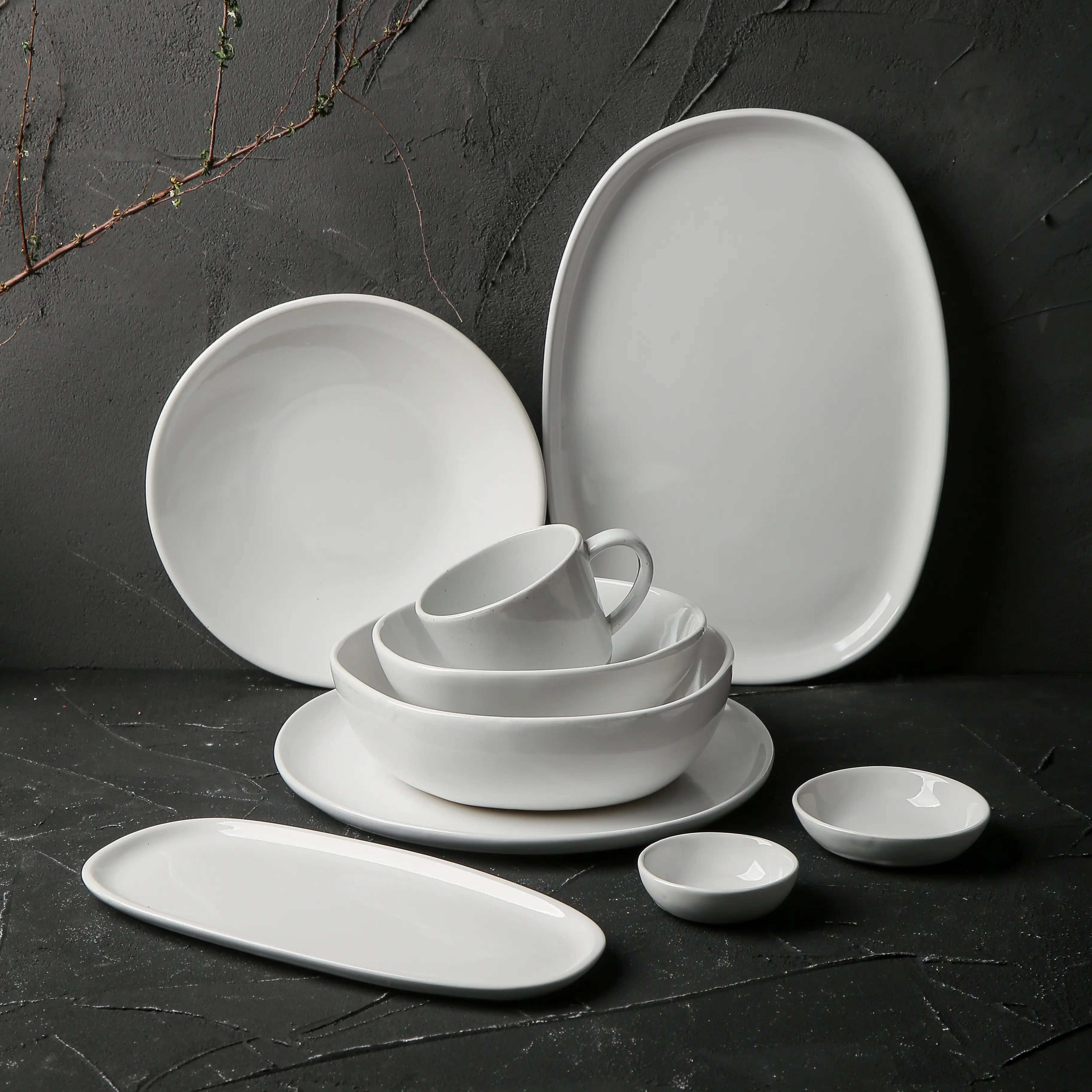 Weihnachts-weißes Essensgeschirr-Set Porzellan-Geschirrsets Keramik für Restaurant