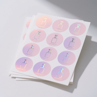 Feuille d'autocollants découpés à la forme, holographiques et pailletés, à marque privée, résistants à l'eau et aux UV, auto-adhésifs pour cadeaux et papeterie