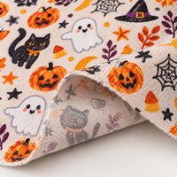Tissu tricoté imprimé Halloween 100% polyester extensible pour robes, nœuds et vêtements pour bébés et enfants