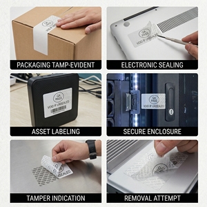 Etiquetas de Seguridad Autoadhesivas Impresas Personalizadas, Resistentes al Agua y a la Manipulación, Rollo de Etiquetas de Garantía Anulable para Empaquetado, Muestra Gratis - Product Image 4