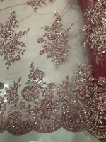 Tela de encaje bordada a mano con lentejuelas y cuentas pesadas, de doble cara, para vestidos de novia y bolsos, venta al por mayor, en stock.
