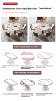 Table à Manger Moderne Convertible Pliante Éco-Responsable avec Rallonges, Ronde 6 Places en Marbre pour Salon et Salle à Manger