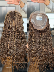 Nuevo Diseño 2024, Topper de Cabello Humano para Frente de Encaje, 130% de Densidad, Cabello Humano Virgen Europeo, Ondulado al Agua para Mujer # 3 & # 27 Colores - Product Image 5