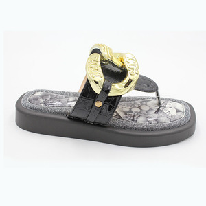 Nouvelles sandales compensées de haute qualité pour femmes, élégantes et tendance, de marques de créateurs célèbres, babouches en métal - Product Image 3