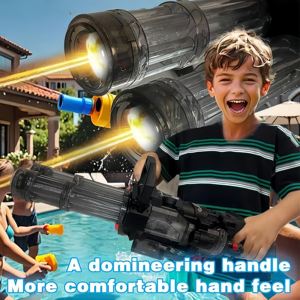 Pistol Air Plastik Elektronik Besar Baru CPC EN71 CE Gatling Rotating Light Toy Backpack Double Barrel Unisex Usia 2+ - Product Image 2