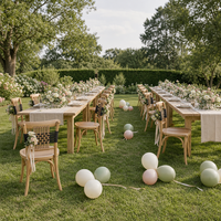 Chaise de jardin en bois massif MULIGNA avec dossier en toile tissée pour mariage en plein air, hôtel, terrasse, restaurant, café et bistrot