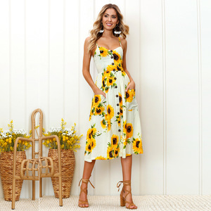sunflower dress for women Our Print Cold Shoulder Belted is such a vibe to for warm Sunflower Print Faux Wrap Midi