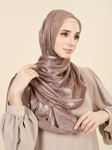 <span class=keywords><strong>Hijab</strong></span> Personalizzato SWAN Factory, <span class=keywords><strong>Moda</strong></span> Musulmana con Stampa in Lamina e Strass, Scialli Lunghi Islamici, Sciarpe Etniche in Chiffon - Product Image 4