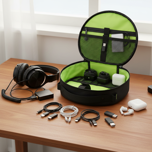 Bolsa de Transporte para Equipo de DJ, Versátil, de Poliéster, Organizador de Almacenamiento para <span class=keywords><strong>Auriculares</strong></span>, Cables USB y Accesorios Electrónicos, para Viajes - Product Image 1