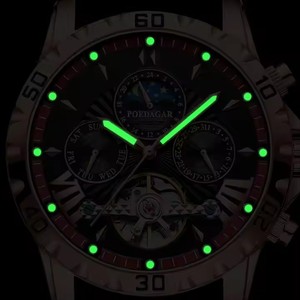 Relojes POEDAGAR 1410 Mecánicos con Tourbillon para Hombre con Fase Lunar, Indicador <span class=keywords><strong>de</strong></span> Fecha, Movimiento Automático <span class=keywords><strong>de</strong></span> Lujo y Diseño Calado - Product Image 6