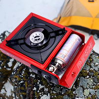 Réchaud à gaz portable miniature en métal avec allumage pour la randonnée, le camping, le propane, le butane, accessoire de cuisine d'extérieur