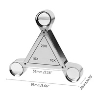 Triangle Loupe Pliable 10x 15x 20x Bijoutier Optique Loupes Loupe 3 Lentille Gem Loupe