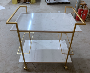 Đen & Vàng Đá Cẩm Thạch hàng đầu xe đẩy kim loại thanh giỏ hàng hình chữ nhật Chất lượng cao để phục vụ giá bán buôn - Product Image 4