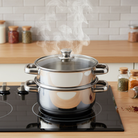 Fabricant chinois, ensemble de cuisine de luxe en acier inoxydable 304 de qualité, 3 pièces, vente en gros, ensembles de casseroles, marmites à soupe et à bouillon