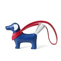 Porte-clés et breloque de sac en cuir véritable, fait main et cousu main, motif chiot léger, style coréen influenceur, personnalisé, dessin animé mignon