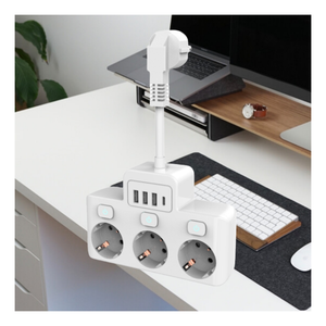 Power Strip Extension EU Socket Multi <b>Plug</b> Extension Socket 3 Outlets <b>with</b> 3 USB 1 TYPE-C and Independent Control Button <b>Switch</b> - Product Image 6