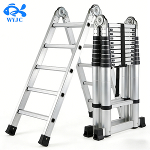 Échelle télescopique pliable double face en aluminium, facile à ranger, pour le commerce moderne - Product Image 1