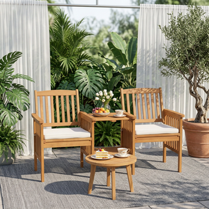 OEM ODM Solid Wood Contemporary Paulo <b>Bench</b> <b>Cushioned</b> Seat Exterior Interior Garden Outdoor - Product Image 2