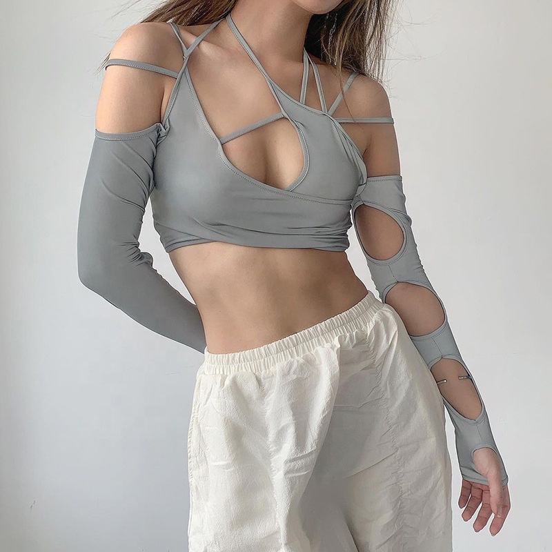 Cyber Y2k Techwear Punk Women Halter Tops - Gothic Egirl