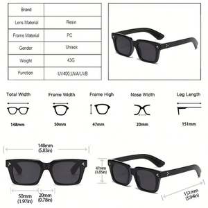 Gafas de Sol Cuadradas con Logotipo Personalizado, Diseño Vintage 2025, con Estampado de Leopardo para Mujer, Protección UV400, con Remaches, Estilo Punk, para Hombre - Product Image 5