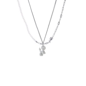 Collier avec pendentif en perles Kavnar, plaqué argent, bijoux minimalistes élégants pour femmes, à porter au quotidien, pour fête, <span class=keywords><strong>mariage</strong></span>, anniversaire, cadeau - Product Image 3