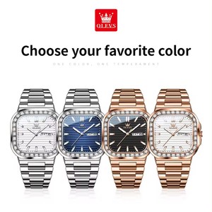 Nhà Máy Nóng Bán Olevs 9966 Người Đàn Ông Đồng Hồ Rose Gold Kim Cương Quay Số Sang Trọng Cổ Tay Đồng Hồ Cho Nam Giới Thời Trang Tuần Ngày Đồng Hồ Người Đàn Ông Reloj - Product Image 6